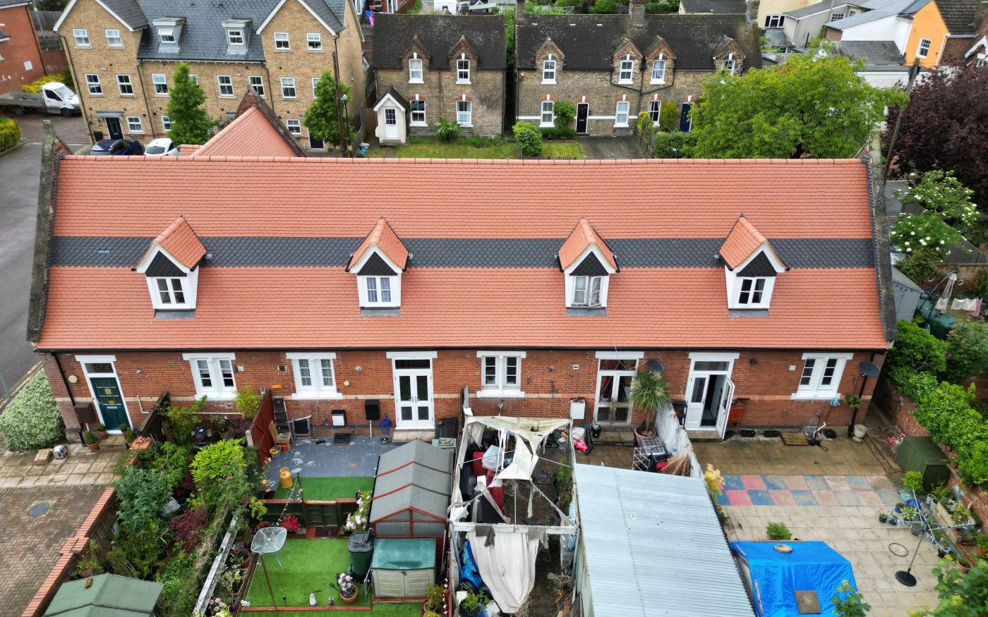 Row of converted homes that was once a school