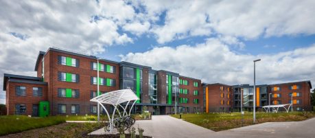 University student accommodation in Warwick using a mix of red and blue bricks