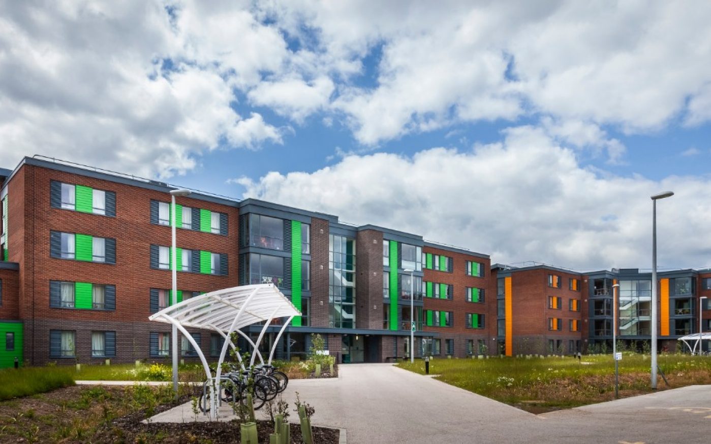 Multi-storey student accommodation using blue and red Wienerberger bricks