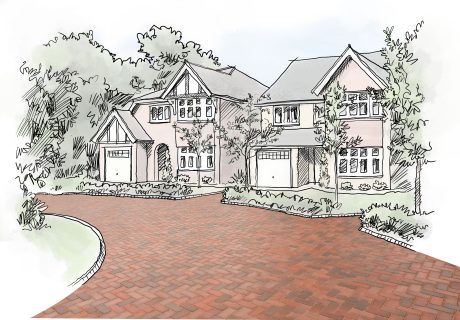 Domestic project sketch including Wienerberger Red Dutch clay pavers