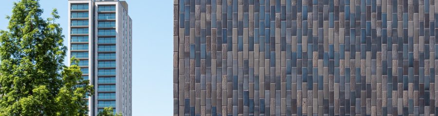 Modern building with Corium brick tile cladding exterior