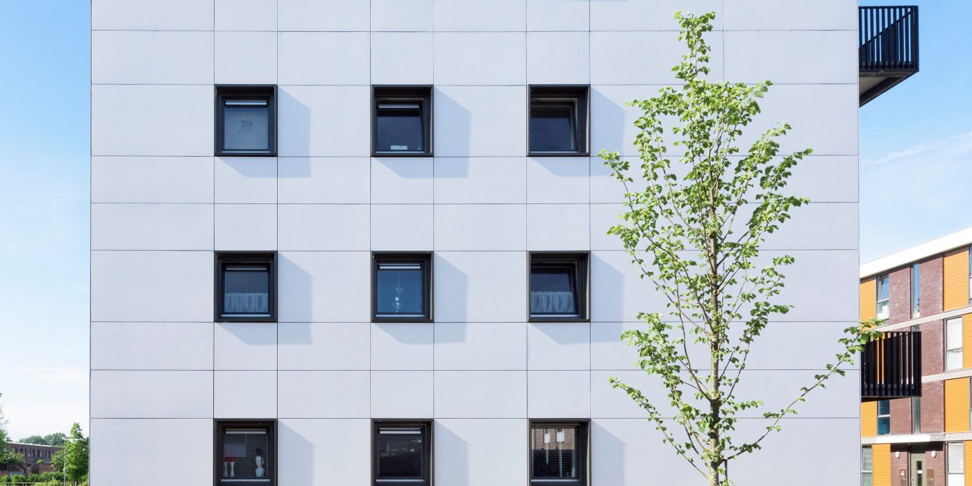 White facade on modern building