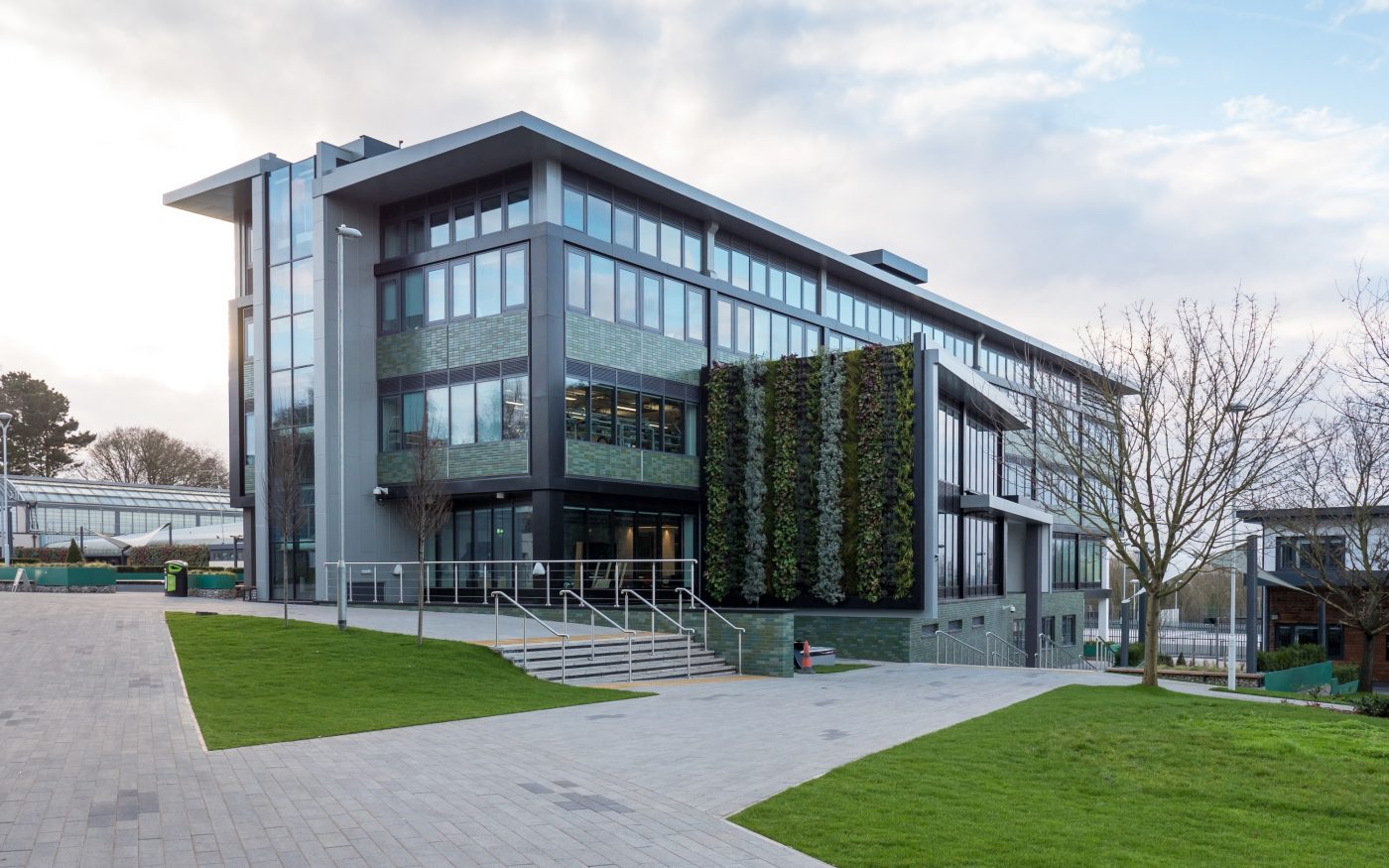 Glazed building with green brick tiles