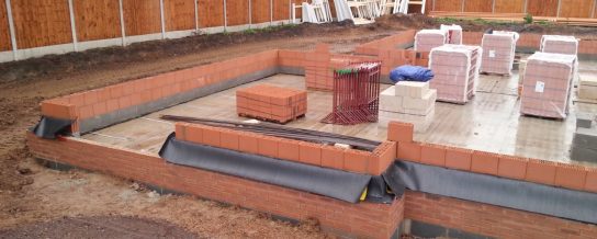 Construction site using Porotherm blockwork from Wienerberger