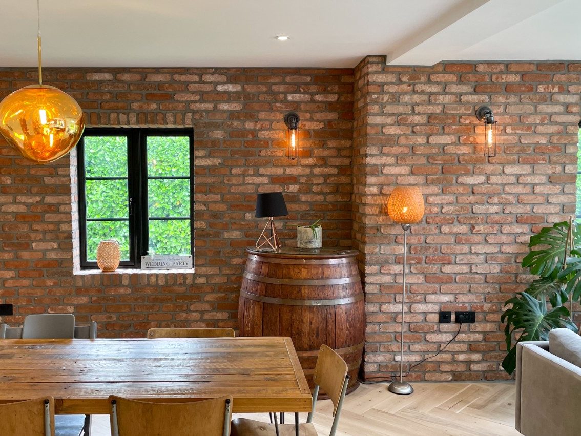 Interior brick slip wall