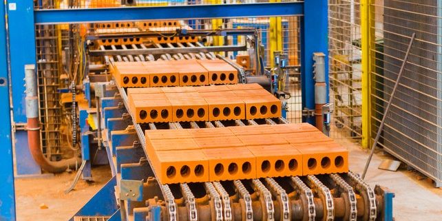 Bricks on factory production line