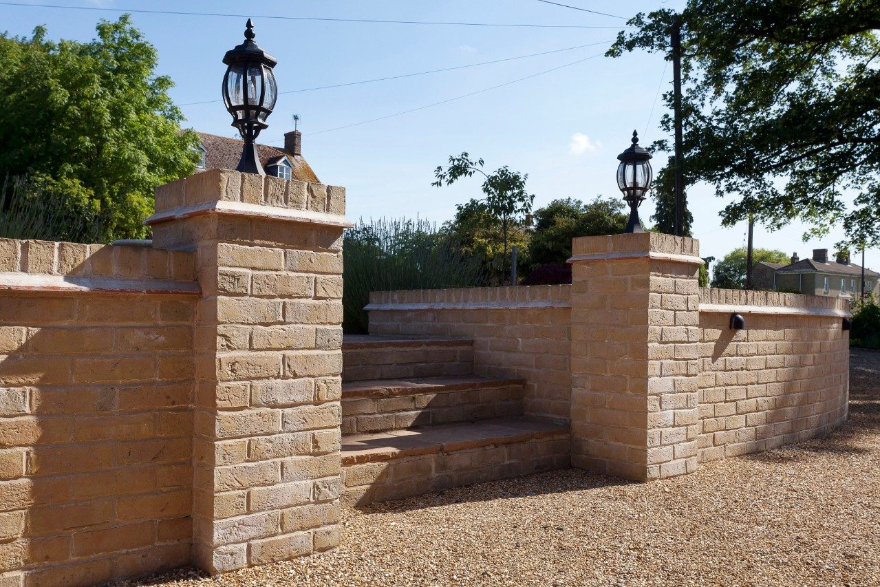 Finished brick wall and steps