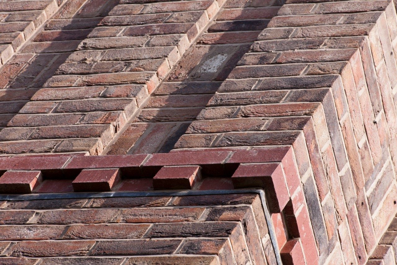 Detail on house made with special bricks