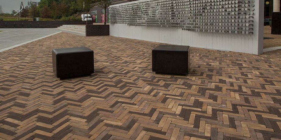 Modern retail development with paving