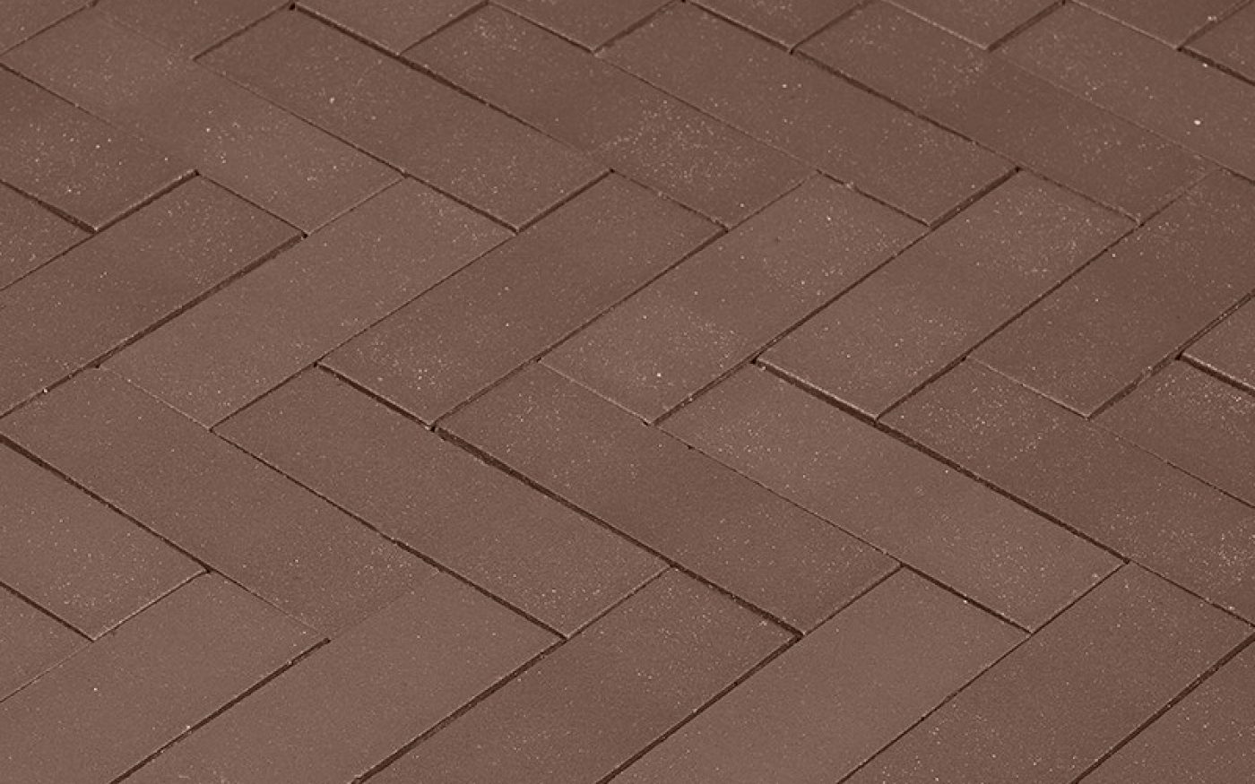 Herringbone deep red pavers up close