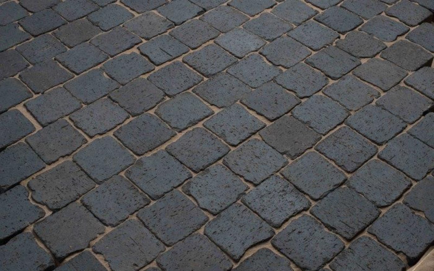 small square dark blue cobble pavers