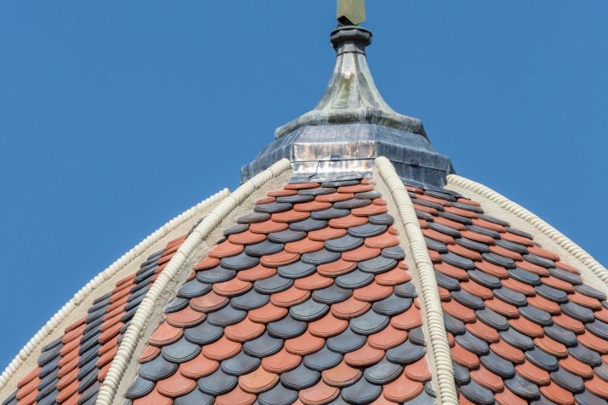 Close up of domed roof with roof tile pattern