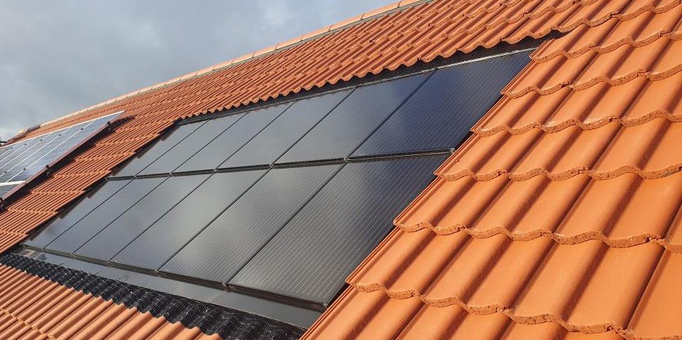 In-Roof Solar System fitted with red clay roof tiles