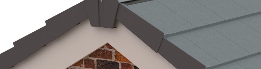 digital render of a grey roof on a brick house