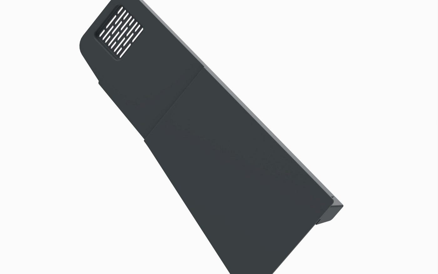 A dark grey multiverge roof tile on a white background