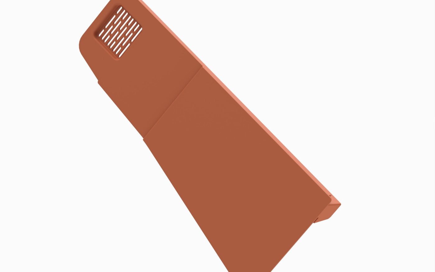 A natural red multiverge roof tile on a white background