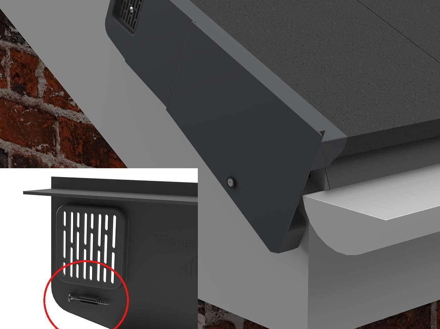 Close up digital diagram of where the screw is found on the verge unit