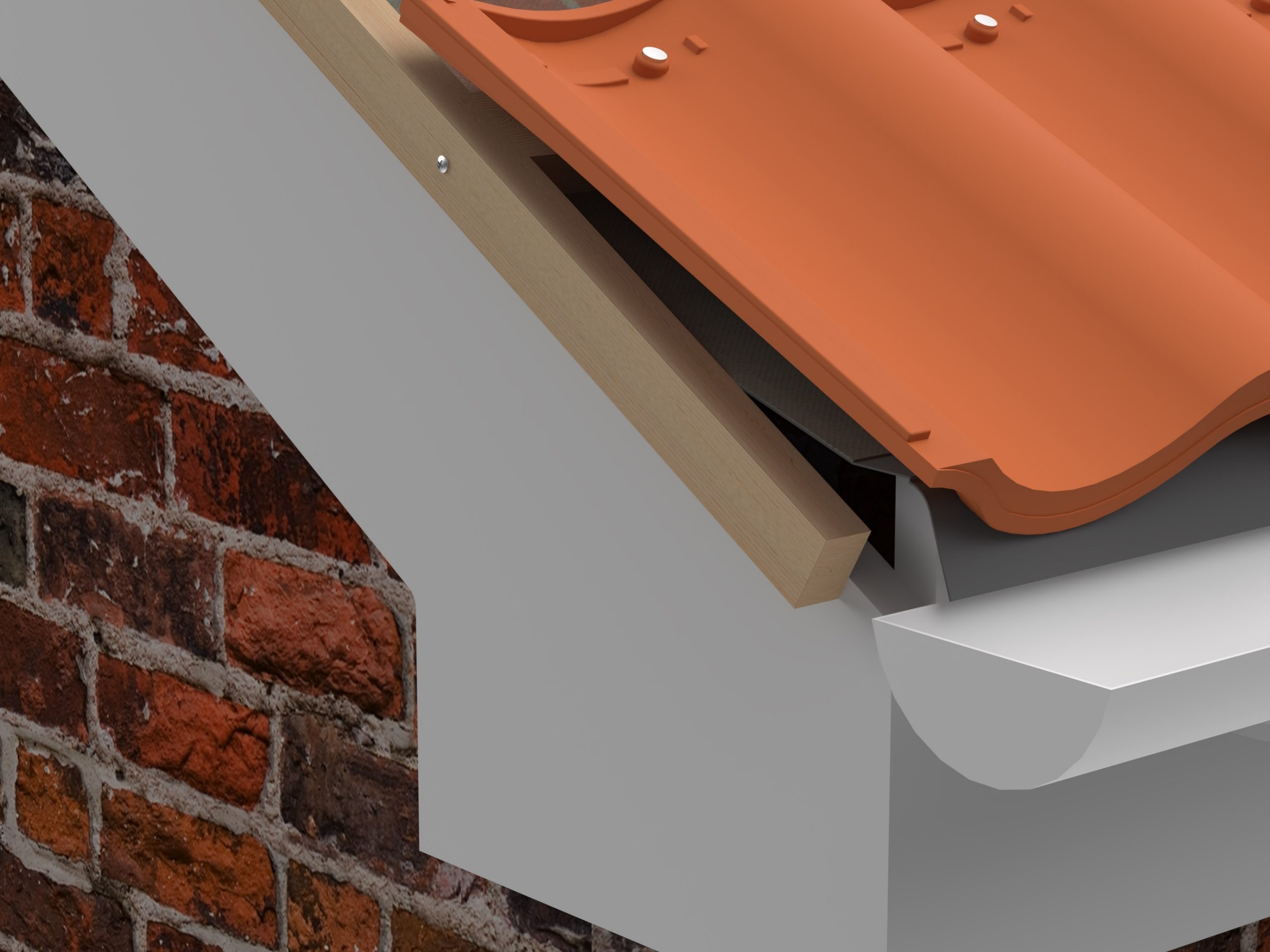 close up of a orange batten being installed to the roof