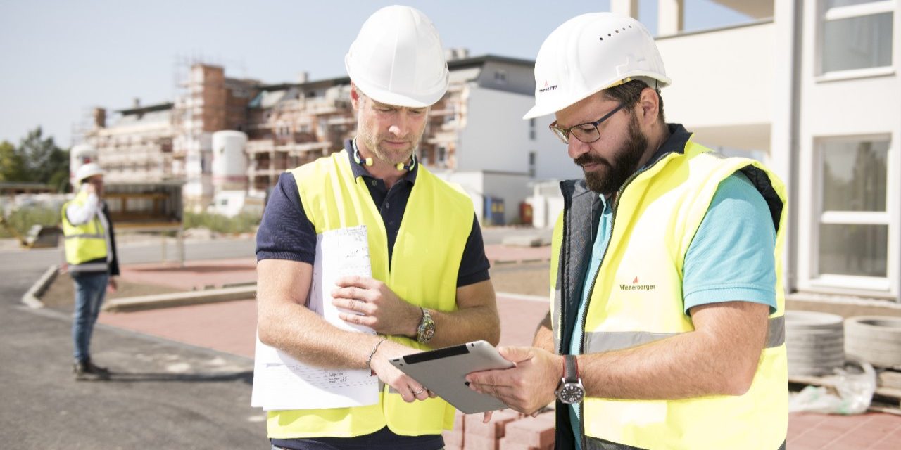 Building professionals on a construction site