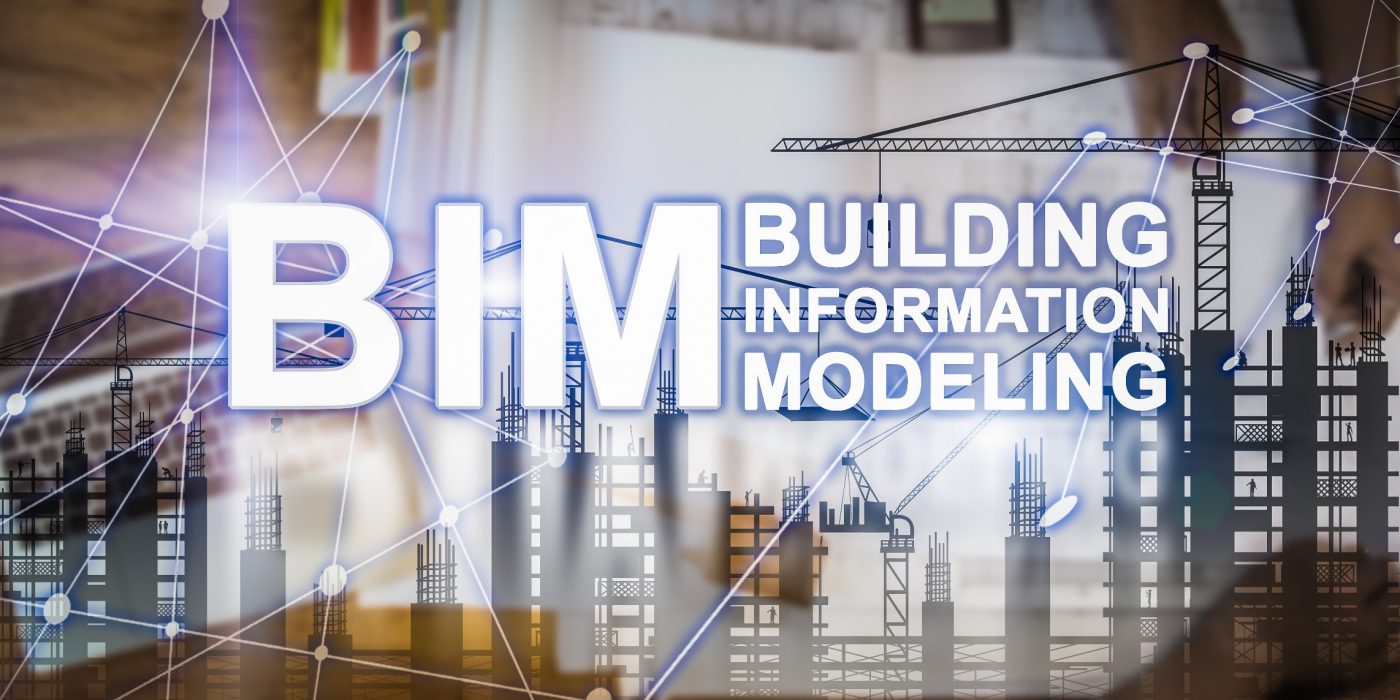 BIM Technology Banner. Double Exposure of Designer meeting and Discussion about project startup, Building Information Modeling Technology in Construction Management Concept.