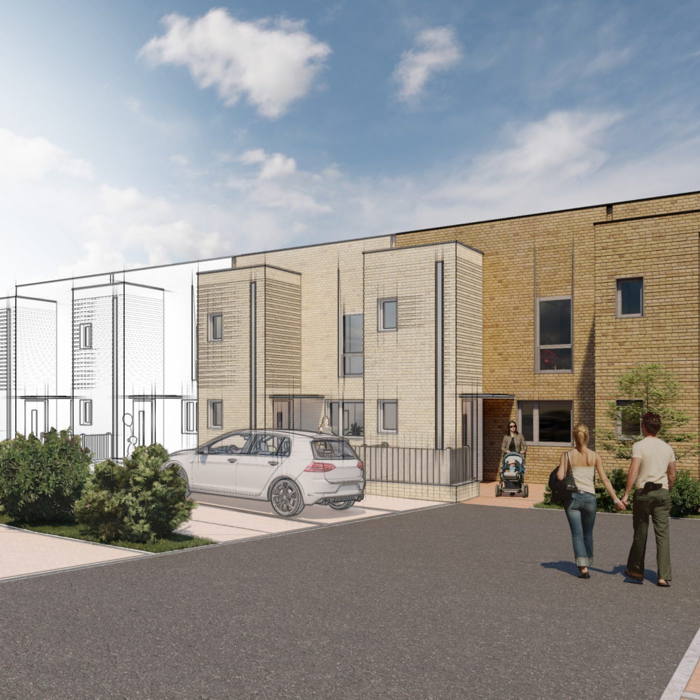 A rendered illustration of Archigility Housing Development.